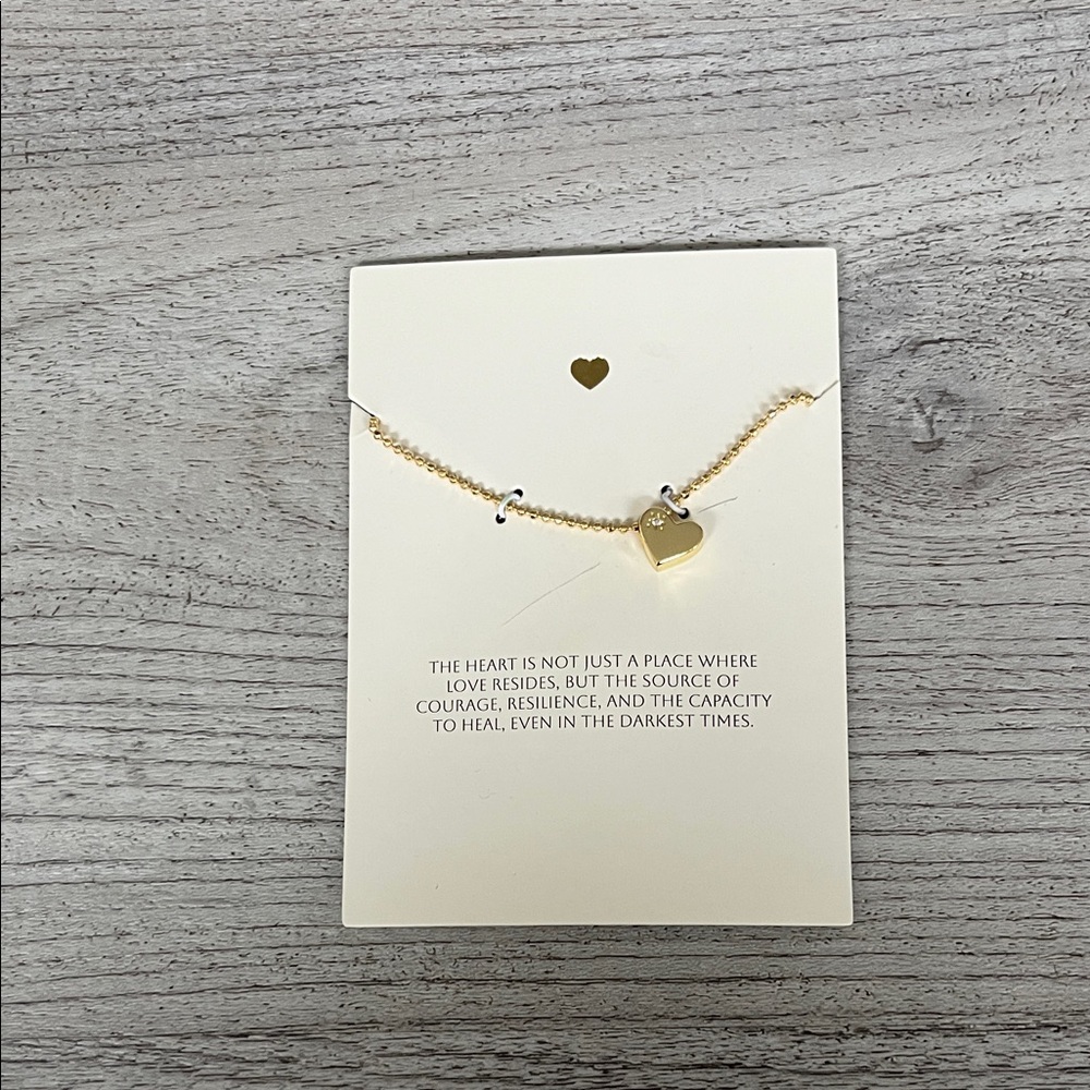 NEW Gold Heart Pendant Diamond Detailing Necklace 16inch